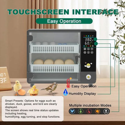 24 Egg Incubator Automatic Turner, Digital Hatchery Machine for Chicken Duck Quail, Touch Control Poultry Equipment