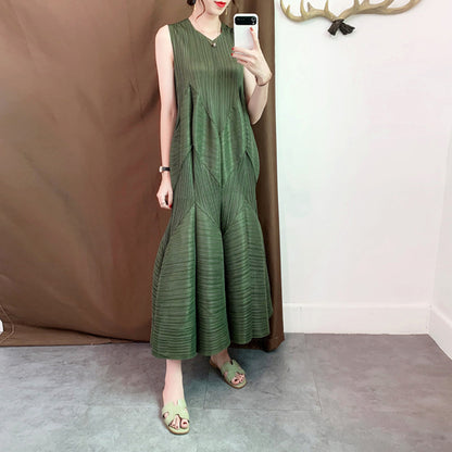 Elegant Ladies Pleated Dress Summer New Pleated Lantern Skirt Long