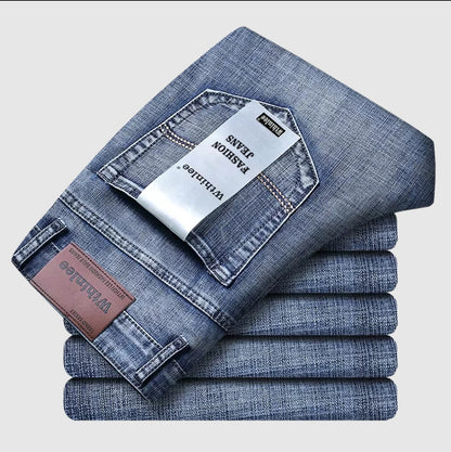 Wthinlee Men's Jeans Casual Straight Stretch Fashion Classic Blue Black Work Denim Pant Trousers Male  Clothing