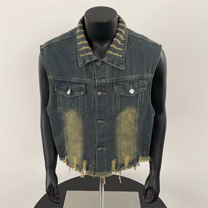 Summer functional style old vest sleeveless layered top
