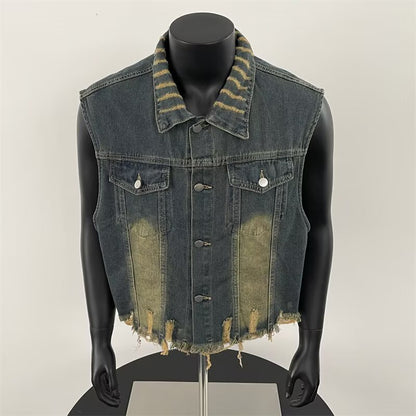 Summer functional style old vest sleeveless layered top
