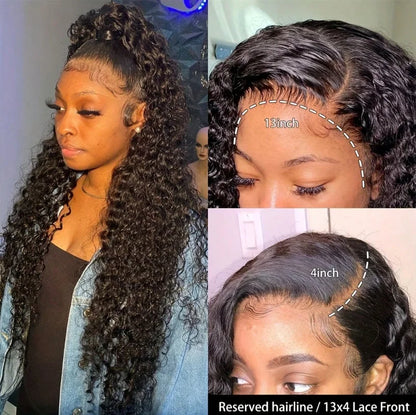 Deep Wave Human Hair Wig 13x4 Lace Front Wig For Women 200% Density Pre-Plucked With Baby Hair Transparent Lace Wig 22 Inch