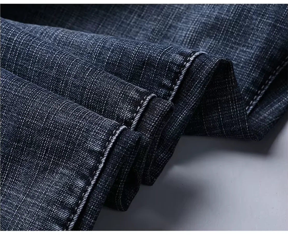 Wthinlee Men's Jeans Casual Straight Stretch Fashion Classic Blue Black Work Denim Pant Trousers Male  Clothing