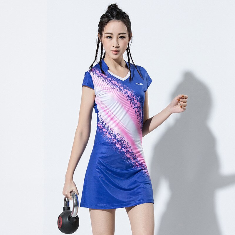 New Women Girls Sports Dress + Inner shorts Ladies Tennis Dresses With Shorts Badminton Dress Clothes Gym Running Sportswear