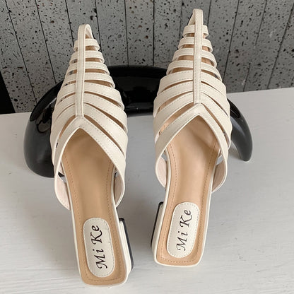 Fashion Ladies Slippers Mules Women Flip Flops Summer New Casual Pointed Toe Slides Gladiator Female Shoes Outside Heels
