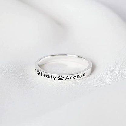 Dog Name Ring, Dog Mom Gift, Memorial Pet Gift, Custom Pet Names Ring