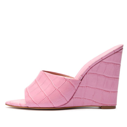 processing time:7-15 days after placing orders--Ladies Pointed Toe Wedge Slippers Green Black Pink New Large Size Fashion Simple Sandals Women's Slippers For Summer