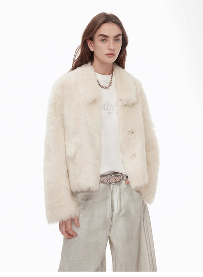 "Dream Walk" long lapel Toscana wool sheepskin short fur coat for