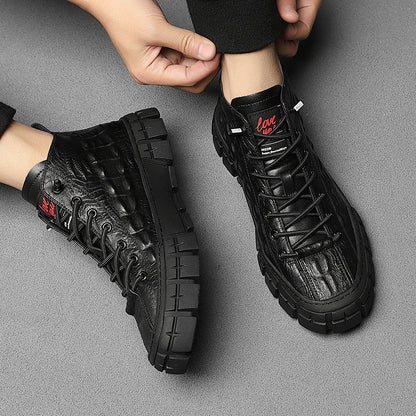 UrbanEdge™ – Men’s High-Top Leather Boots with Warm Lining