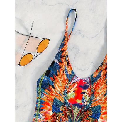 Printed Sleeveless Sexy Bodysuit Swimwear for Women