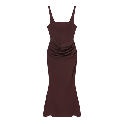 Sleeveless Backless Bodycon Long Dress with Fish Tail Hem