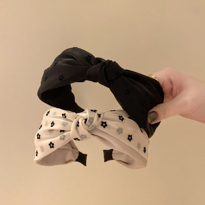Spring And Summer High-End French Organza Small Flower Wide-Brimmed Headband Ladies Short Hair Crushed Hair Broken Hair Headband