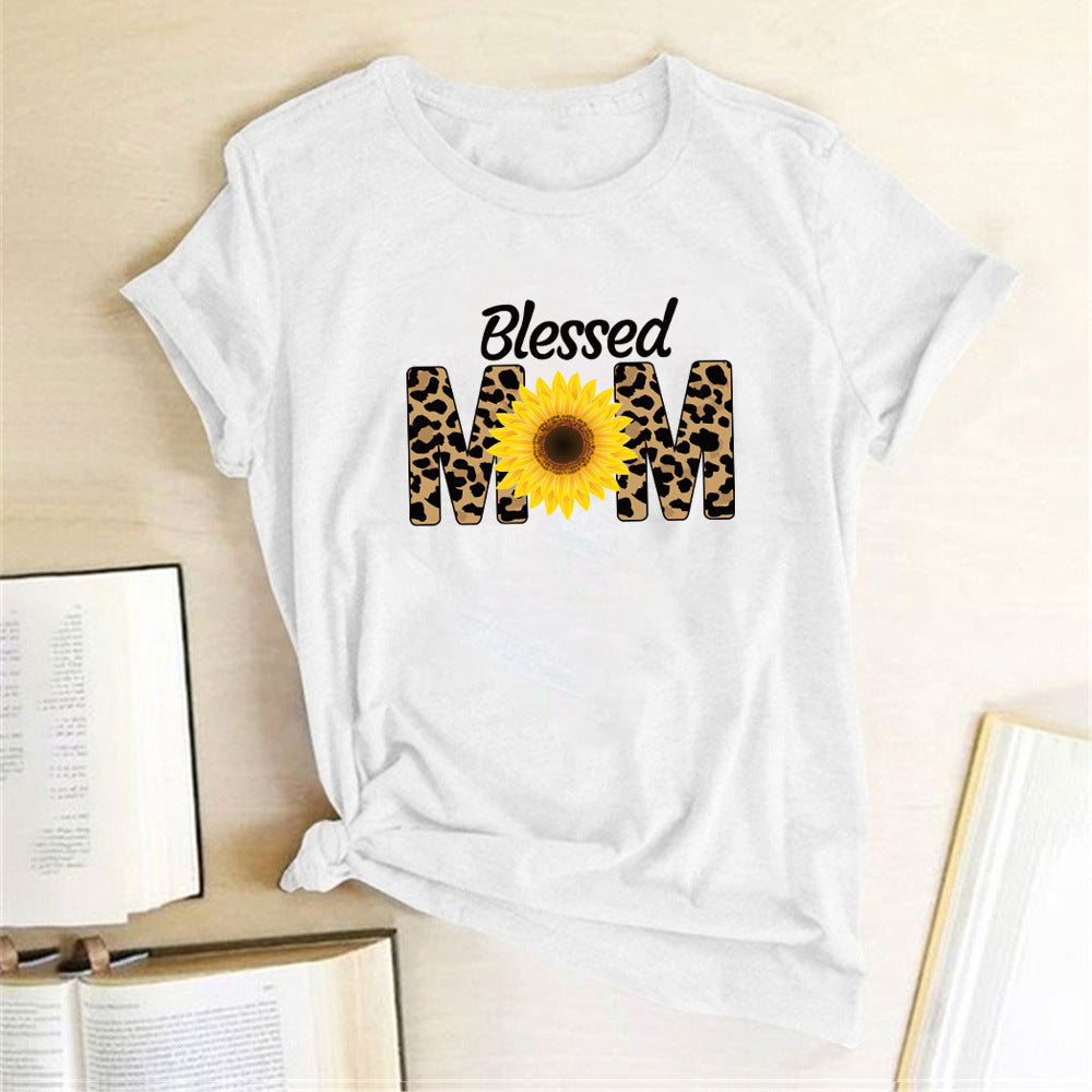 Sunflower Print T-Shirt Women Summer Casual Fashion Ladies Top Holiday T-Shirt