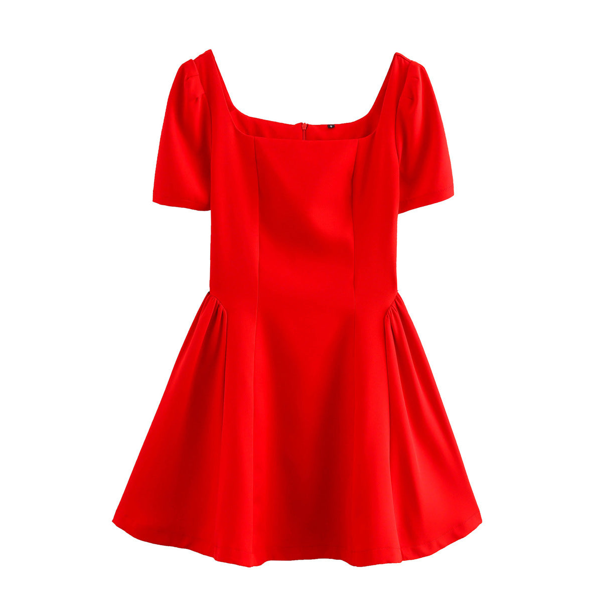 Ladies' fashionable temperament socialite style clean color square neck dress