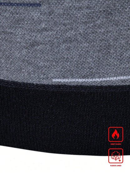 Men's V-Neck Thermal Lined Knit Vest for Business & Leisure, Warm Padded Sweater Vest with Stripe Pattern