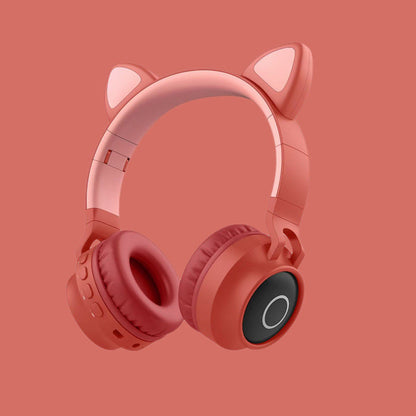 LED Light Cat Ear Headphones Wireless Bluetooth 5.0 Headset Portable