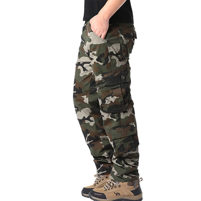 Men's Tactical Camouflage Overalls High-Quality Cotton Multi-Pocket Trousers Sports Training Casual Work Pants