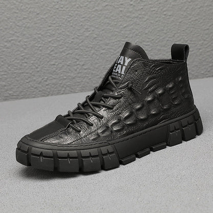 UrbanEdge™ – Men’s High-Top Leather Boots with Warm Lining