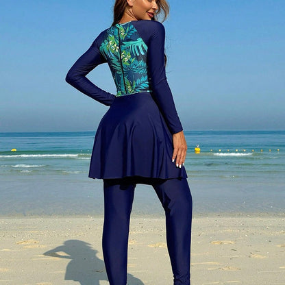 Conservative Long Sleeve Two-Piece Swimwear for Women Beach Bikini Set