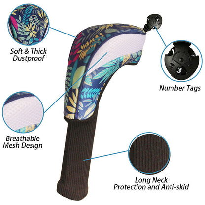 3-Piece Long-Neck Golf Club Headcover Set – Numbered Wooden Club Protectors, Durable Golf Accessories