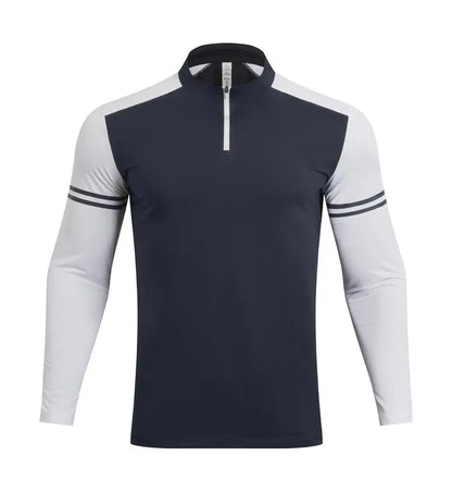 Custom DIY Long-sleeved Half-zipper T Shirt Men Elastic Training Gym Fitness Workout Sport Jersey Athletic Running Shirt Men