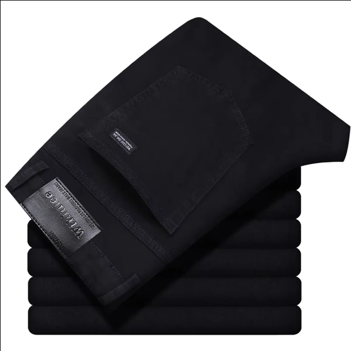 Wthinlee Men's Jeans Casual Straight Stretch Fashion Classic Blue Black Work Denim Pant Trousers Male  Clothing