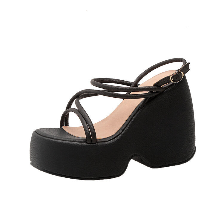 Summer Thick Sole Open Toe Ladies Sandals Super High Heel Platform