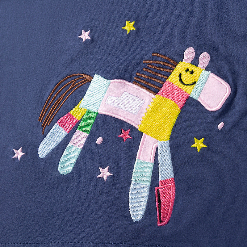 Girls' Dress Summer Short Sleeve Cartoon Dress
