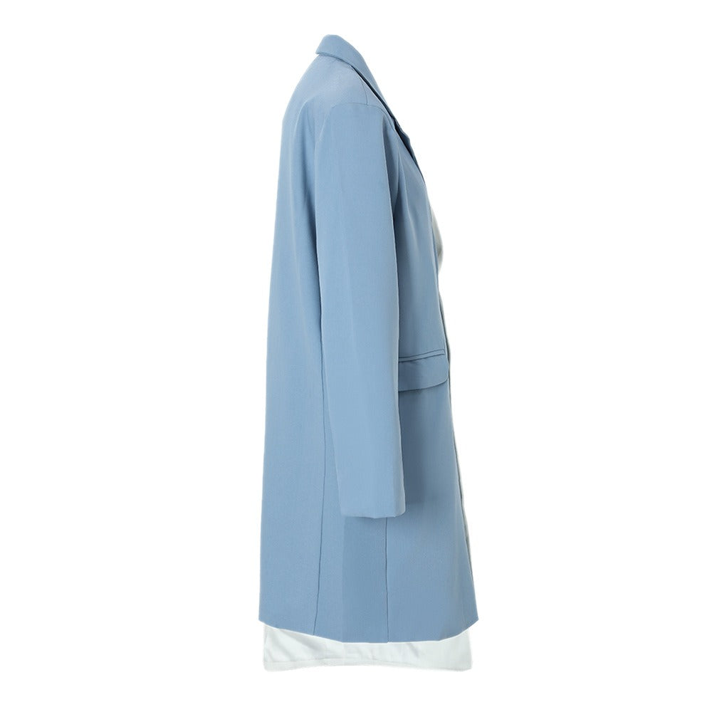 Single Breasted Color Matching Ladies Blazer Coat