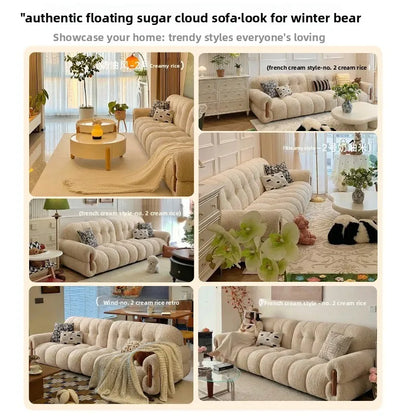 Removable and washable living room chenille French cream, retro wind marshmallow fabric sofa
