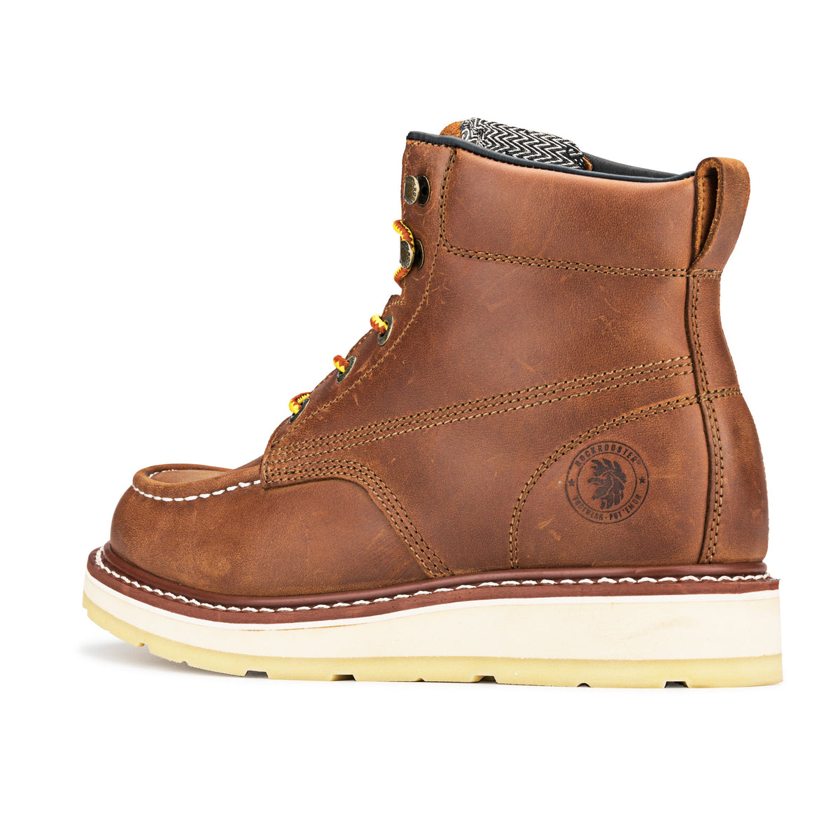 ROCKROOSTER Edgewood Men's 6 inch Brown soft toe wedge work boots