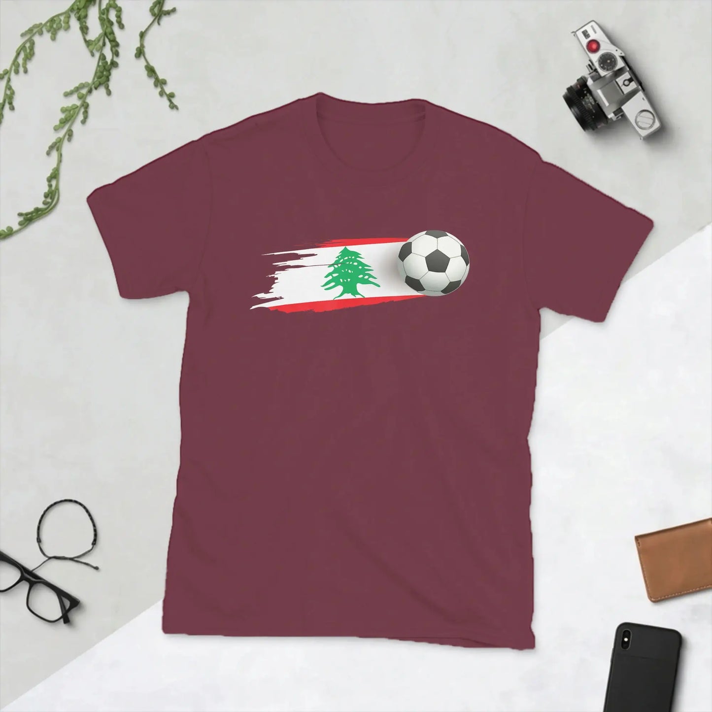 Lebanese Soccer Ball Lebanon Flag Men's T Shirts  Funny Tees Short Sleeve Round Collar T-Shirt Pure Cotton Printed Tops