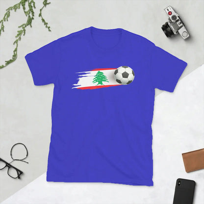 Lebanese Soccer Ball Lebanon Flag Men's T Shirts  Funny Tees Short Sleeve Round Collar T-Shirt Pure Cotton Printed Tops