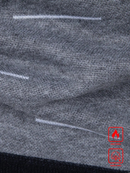 Men's V-Neck Thermal Lined Knit Vest for Business & Leisure, Warm Padded Sweater Vest with Stripe Pattern