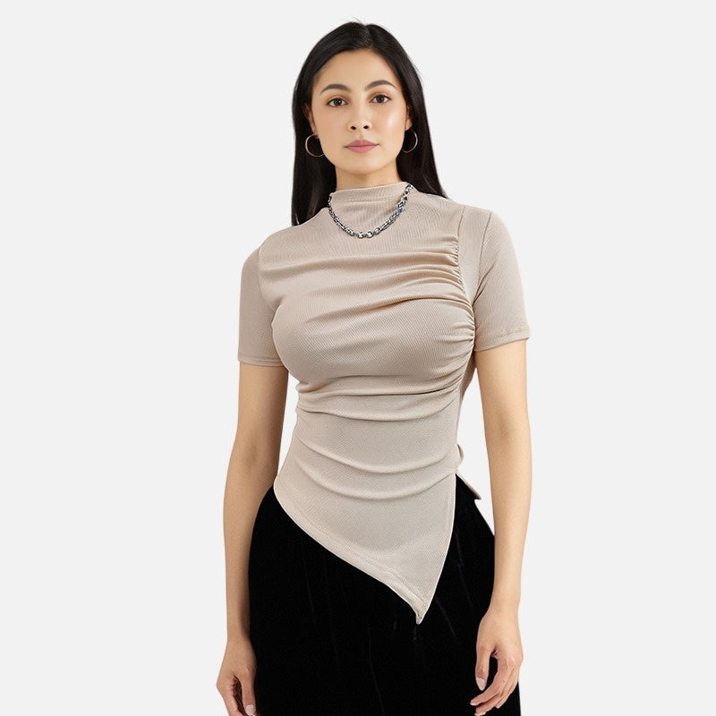 Ladies' elegant T-shirt for spring and summer sweet and spicy style tight fitting top