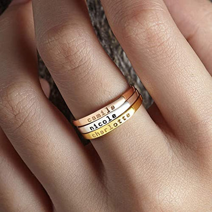 Stackable Mom Rings, Mother Ring, Stacking Rings Name, Kids Name Ring