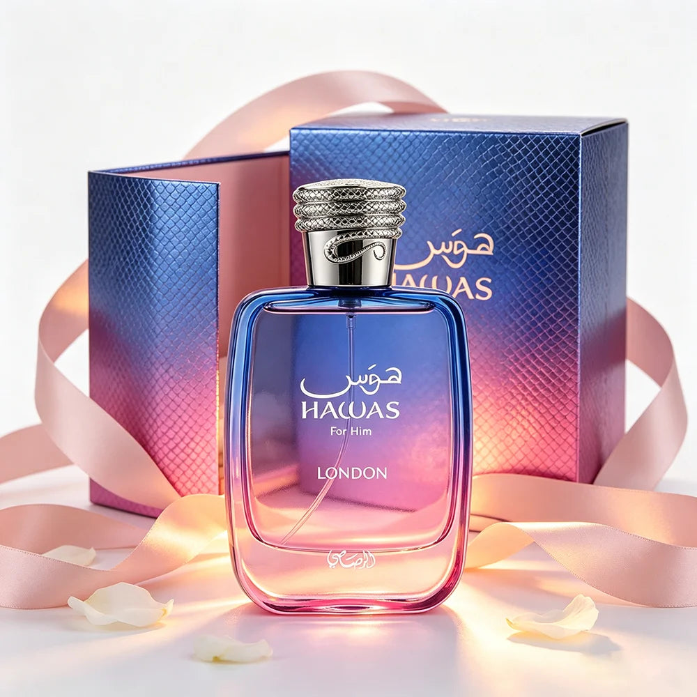 Rasasi Hawas London Eau de Parfum for Men 100ml, Spicy Pear Floral Vanilla Oriental Woody Long Lasting Mens Perfume Spray