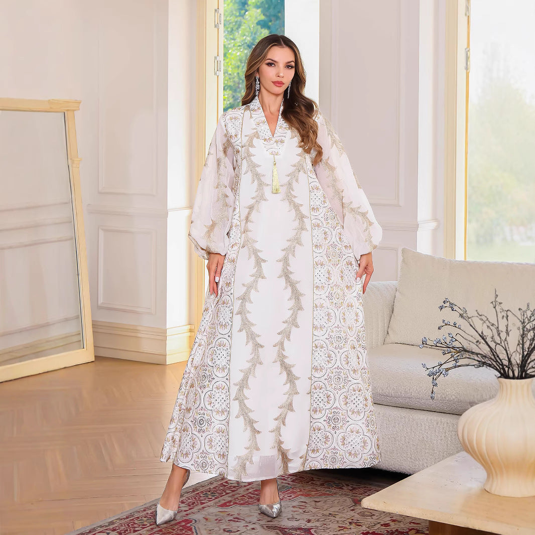 Ladies' elegant dress Middle Eastern clothing embroidered robe Muslim women's robe