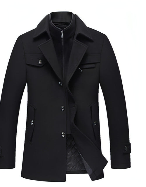 Collar Casual Wool Blends Trench Coats