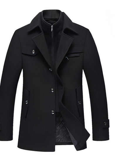 Collar Casual Wool Blends Trench Coats