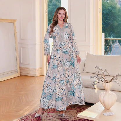 Muslim Long Robe Women's Dress Fashion Printed Ladies' Dress