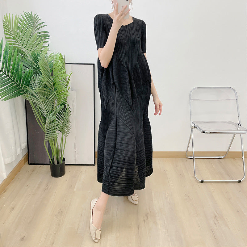 Ladies Temperament Pleated Dress Summer New Pleated Lantern Skirt Long