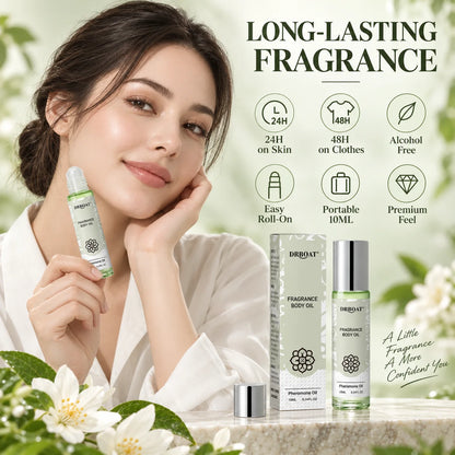 Fresh Jasmine Perfume Oil Roll On for Women, Long Lasting Floral Fragrance Body Oil with Green Pear Bergamot Cedarwood Notes
