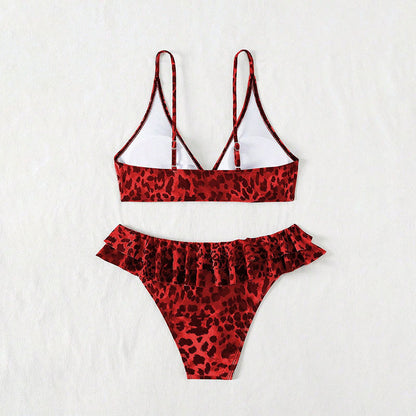 Sexy Leopard Print Bikini Set with Straps for Women Swimwear for Beach