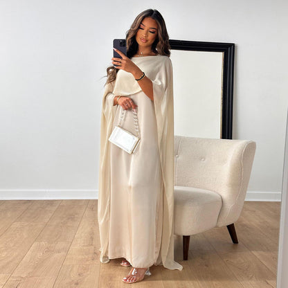 Women High Waist Mesh Satin Dress