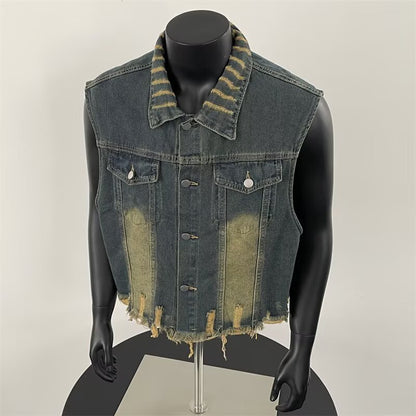 Summer functional style old vest sleeveless layered top