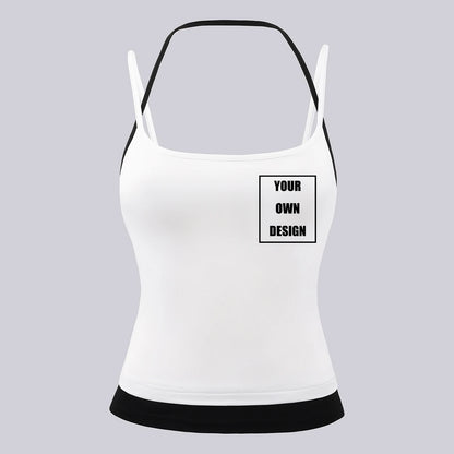 DIY Custom Graphic Logo women Color Blocking Vests Soft Singlet Halter Tops Fashion Slimming Vest Fitness Summer New Clothing