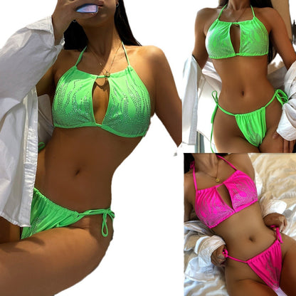 Swimsuit Solid Color Flame Diamond Bikini
