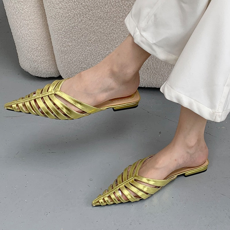 Fashion Ladies Slippers Mules Women Flip Flops Summer New Casual Pointed Toe Slides Gladiator Female Shoes Outside Heels