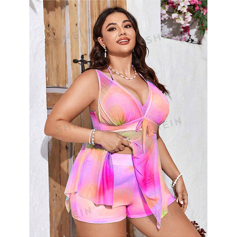 Printed One-Piece Swimsuit with Skirted Design for Women